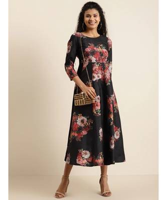 Black Floral PolySilk Anarkali Maxi 4