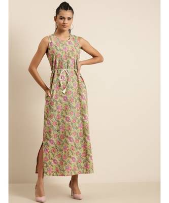 Green Floral Straight Maxi 1