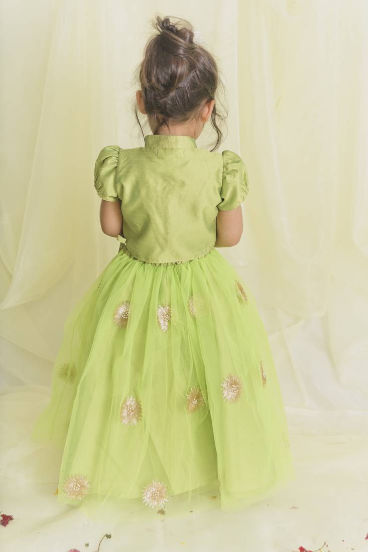 SAKA DESIGNS Lime Green Lehenga Choli For Girls | Ethnic Wears