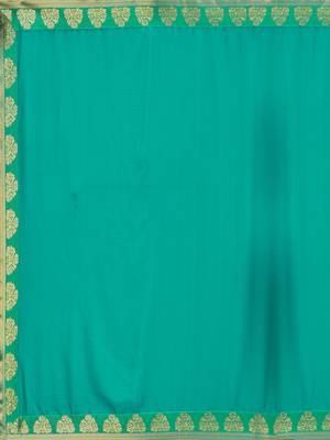 Sea green plain chiffon saree with blouse 3