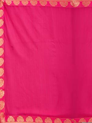 Hot pink plain chiffon saree with blouse 3
