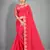 Pink plain chiffon saree with blouse