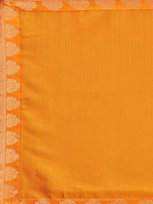 Gold plain chiffon saree with blouse 3
