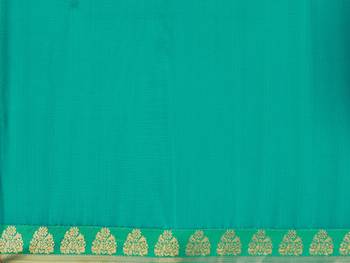 Sea green plain chiffon saree with blouse 5