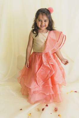 Saka Designs Latest Design Peach & Gold Lehenga Choli For Girls | Ethnic Wear For Kids 1