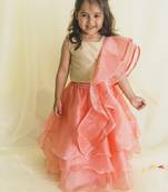 Saka Designs Latest Design Peach & Gold Lehenga Choli For Girls | Ethnic Wear For Kids