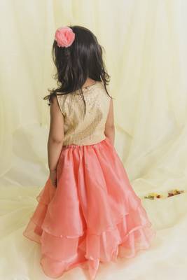 Saka Designs Latest Design Peach & Gold Lehenga Choli For Girls | Ethnic Wear For Kids 2