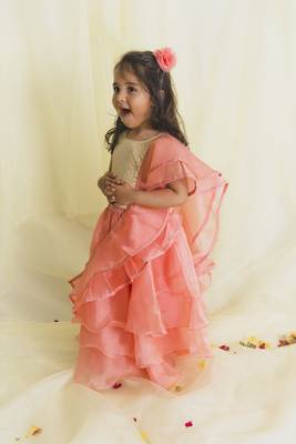 Saka Designs Latest Design Peach & Gold Lehenga Choli For Girls | Ethnic Wear For Kids 4