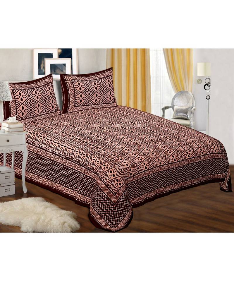 red pure cotton flat sheets abstract print  bed sheet  with  pillow cover