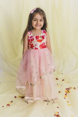 Saka Designs Pink Gown Ethnic Wear For Kids 1
