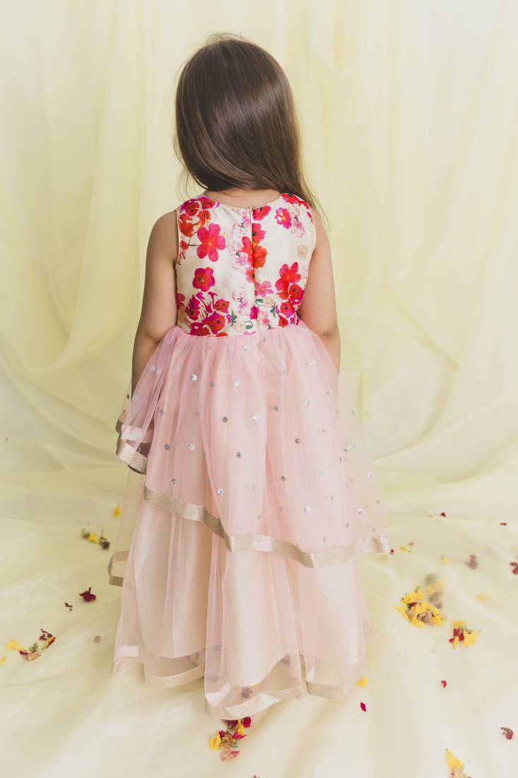 Saka Designs Pink Gown Ethnic Wear For Kids