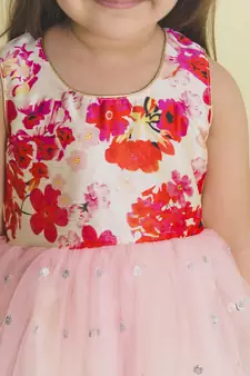 Saka Designs Pink Gown Ethnic Wear For Kids