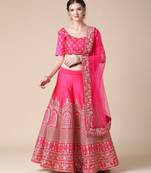 Pink Designer Sequence Embroideried Italian Silk Lehenga Choli With Blouse & Dupatta