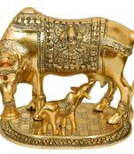 Golden Cow And Calf Metal Statue (Large)