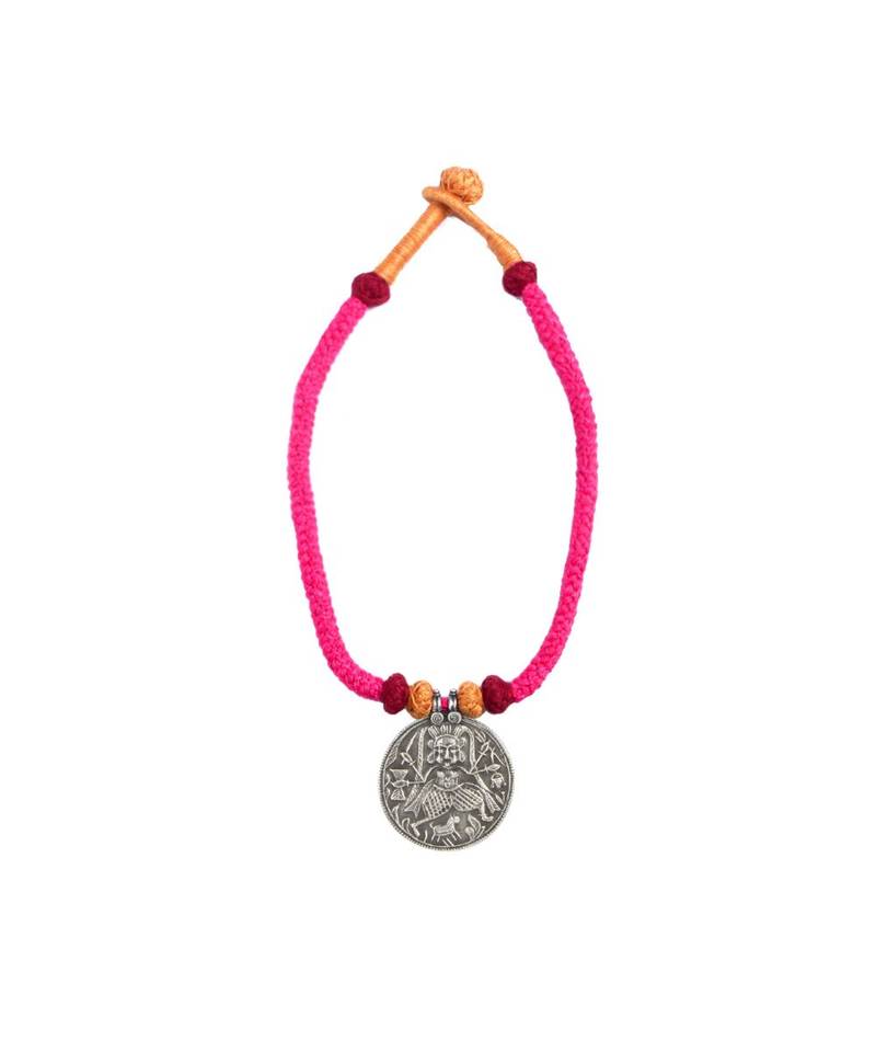 Pink And Golden Thread Maa Kali Necklace