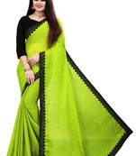 Green embroidered chiffon saree with blouse