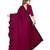 Wine embroidered silk blend saree with blouse