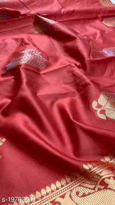 Red Color Classy Kanchipuram Lichi Silk Butta Designer Saree for Women 4