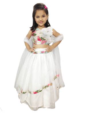 Anita Balia Label Baby Girllehenga choli ' italian crepe Blouse with organza lahenga and dupatta.FULLY STITCHED. WHITE 1