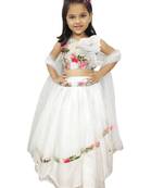 Anita Balia Label Baby Girllehenga choli ' italian crepe Blouse with organza lahenga and dupatta.FULLY STITCHED. WHITE