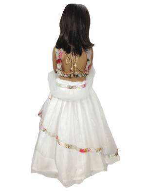 Anita Balia Label Baby Girllehenga choli ' italian crepe Blouse with organza lahenga and dupatta.FULLY STITCHED. WHITE 2