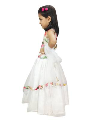 Anita Balia Label Baby Girllehenga choli ' italian crepe Blouse with organza lahenga and dupatta.FULLY STITCHED. WHITE 3