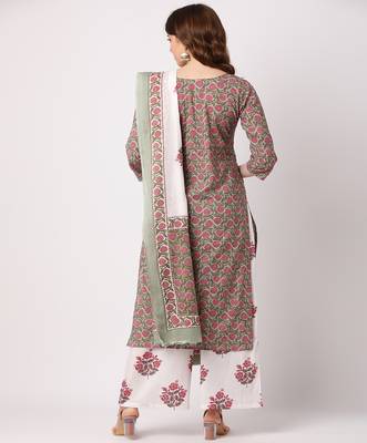 Multicolor printed cotton kurta-sets 2