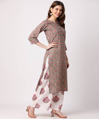 Multicolor printed cotton kurta-sets 3