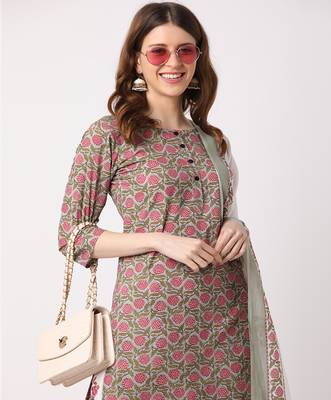 Multicolor printed cotton kurta-sets 4