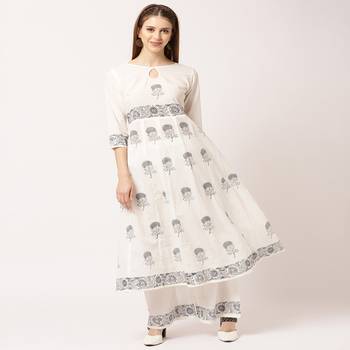 White printed cotton kurta-sets 4