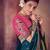 Teal embroidered art silk saree with blouse