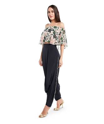 White georgette printed   kurti with pant 2