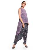 Black Crepe printed   Kurta       Low Crotch Pant