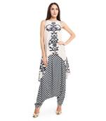 PS Pret by Payal Singhal Blush Colour Printed Art Crepe Kurta with Black Colour Printed Art Crepe Low Crotch Pant