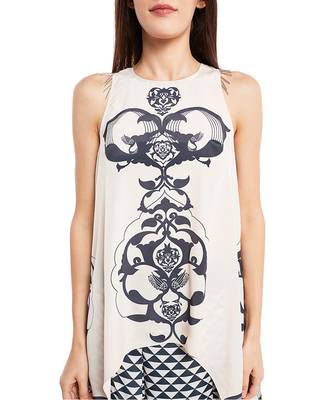 PS Pret by Payal Singhal Blush Colour Printed Art Crepe Kurta with Black Colour Printed Art Crepe Low Crotch Pant 4