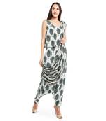 Cream Crepe printed   kurti with pant      Dupatta