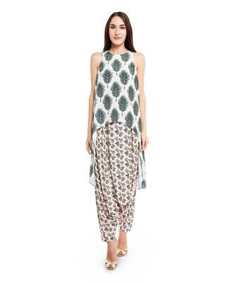 PS Pret by Payal Singhal Cream Colour Printed Art Crepe Kurta with Low Crotch Pant 1