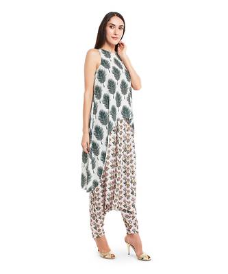 PS Pret by Payal Singhal Cream Colour Printed Art Crepe Kurta with Low Crotch Pant 2