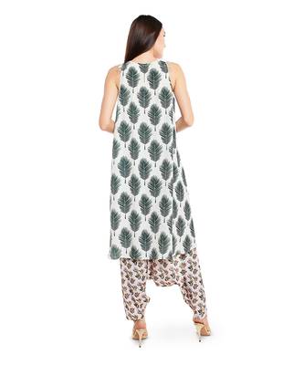 PS Pret by Payal Singhal Cream Colour Printed Art Crepe Kurta with Low Crotch Pant 3