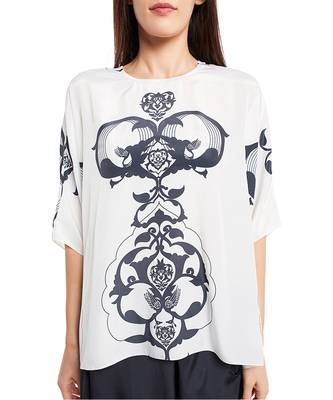 PS Pret by Payal Singhal White Colour Printed Art Crepe Top with Black Colour Art Crepe Low Crotch Pant 4