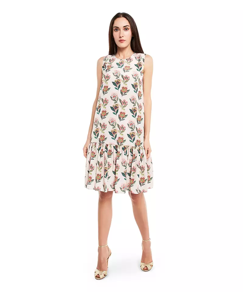 Cream Crepe printed   Tunic
