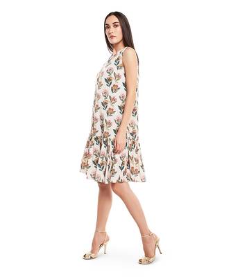 PS Pret by Payal Singhal Cream Colour Printed Art Crepe Frill Hem Tunic 2
