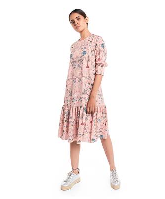 PS Pret by Payal Singhal Peach Printed Art Crepe Frill Hem Tunic 1