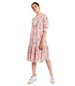 PS Pret by Payal Singhal Peach Printed Art Crepe Frill Hem Tunic