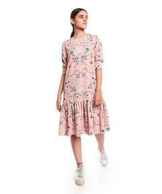 PS Pret by Payal Singhal Peach Printed Art Crepe Frill Hem Tunic 2