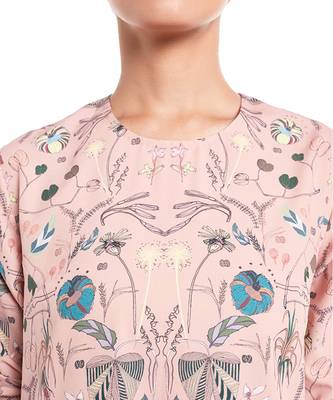 PS Pret by Payal Singhal Peach Printed Art Crepe Frill Hem Tunic 4