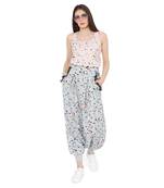 Pink crepe printed Top Low Crotch Pant