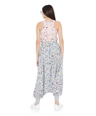 Pink crepe printed Top Low Crotch Pant 3