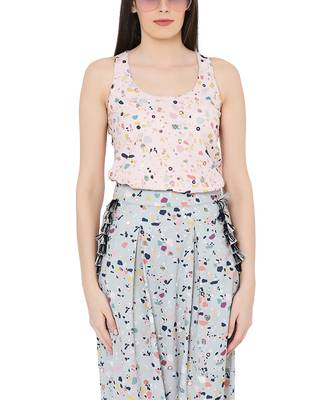 Pink crepe printed Top Low Crotch Pant 4
