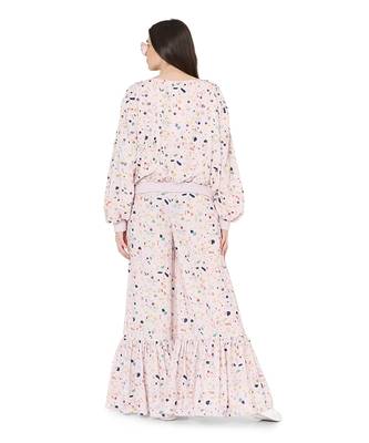 PS Pret by Payal Singhal Pink Colour Printed Art Crepe Oversized Top with Frill Palazzo 3
